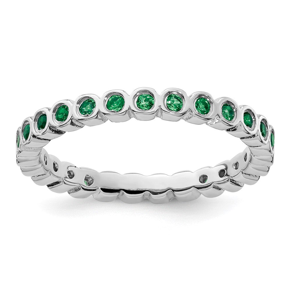 Sterling Silver Stackable Expressions Created Emerald Round Ring Sterling Silver Stackable Expressions Created Emerald Round Ring
