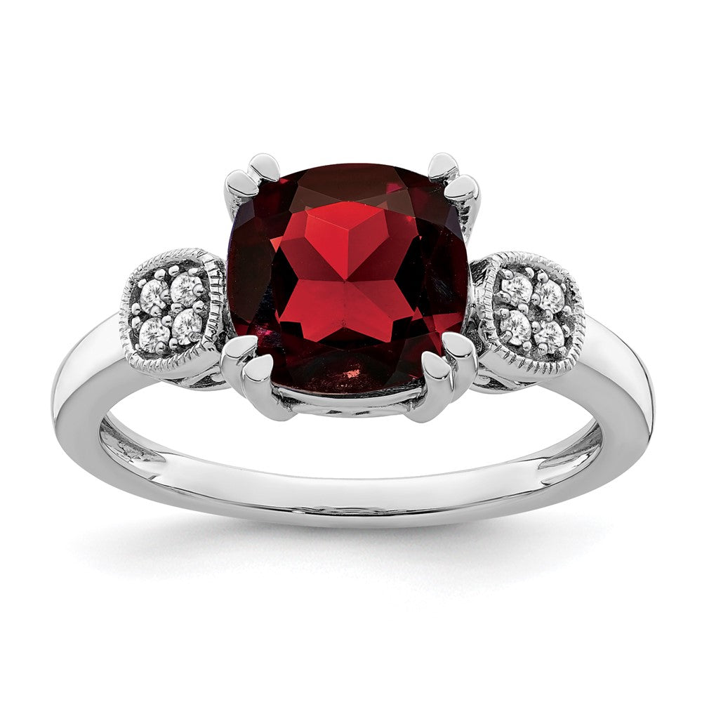 14k white gold garnet and real diamond ring rm7130 ga 006 wa