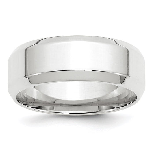 Solid 14K White Gold 8mm Bevel Edge Comfort Fit Men's/Women's Wedding Band Ring Size 4.5