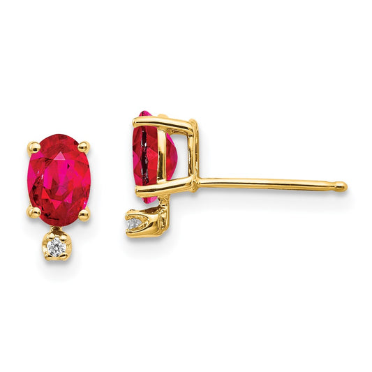 14k Diamond & Ruby Birthstone Earrings