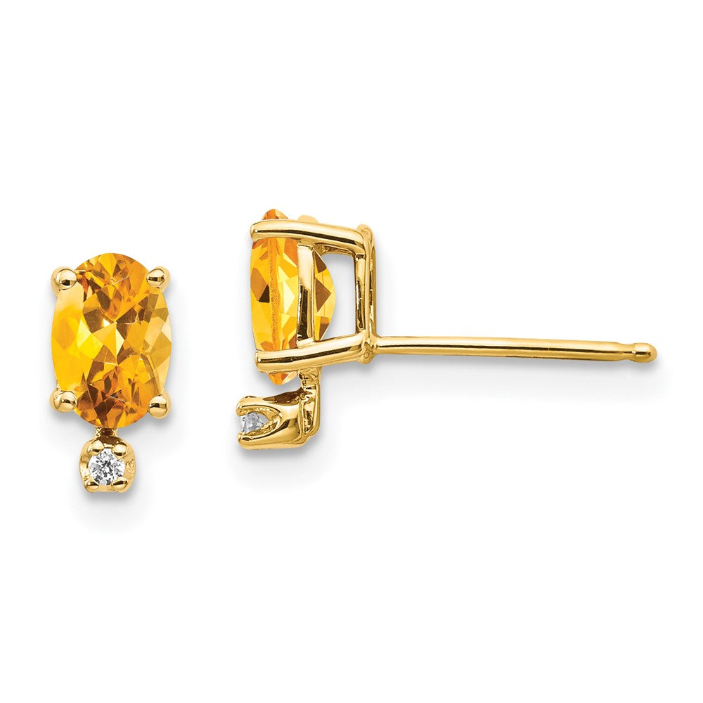 14k Diamond and Citrine Birthstone Earrings