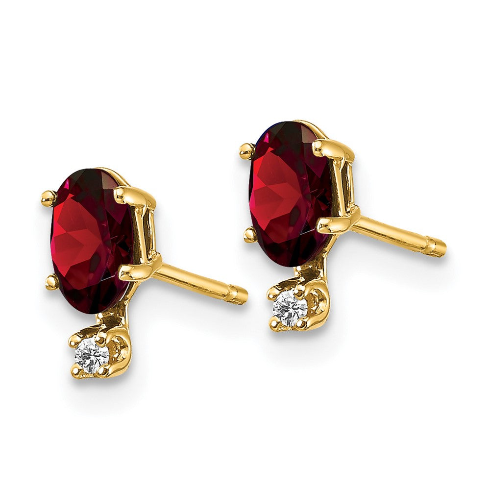 14k Diamond and Garnet Birthstone Earrings