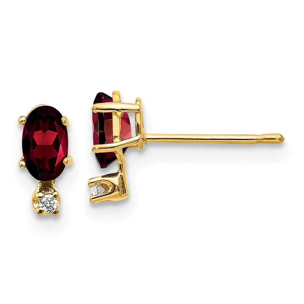 14k Diamond and Garnet Birthstone Earrings