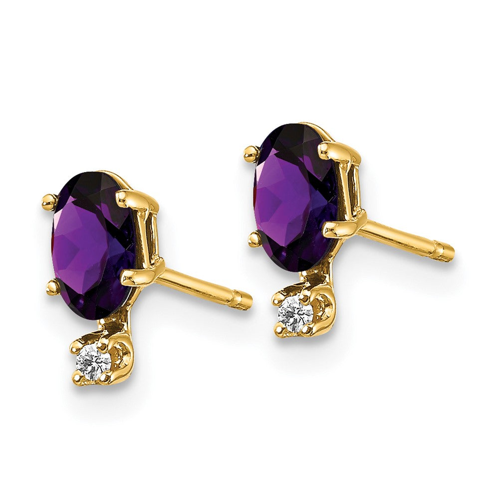 14k Diamond and Amethyst Birthstone Earrings