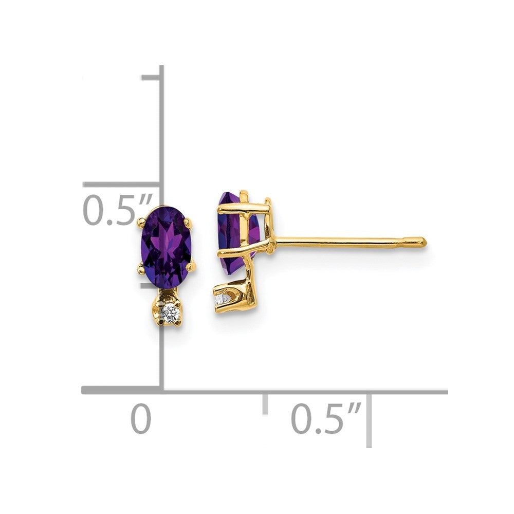 14k Diamond and Amethyst Birthstone Earrings