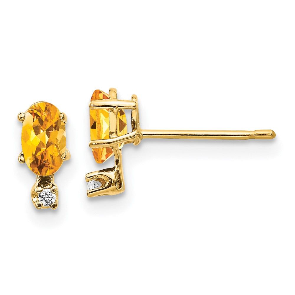 14k Diamond and Citrine Birthstone Earrings