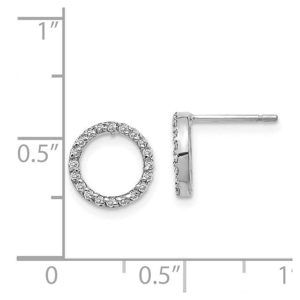 14k White Gold Real Diamond Open Circle Earrings XE3073WA