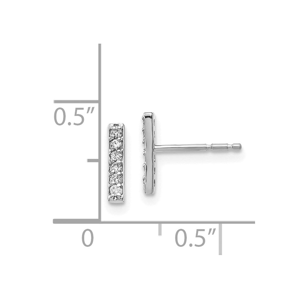 14k White Gold Real Diamond Bar Earrings XE3075WA