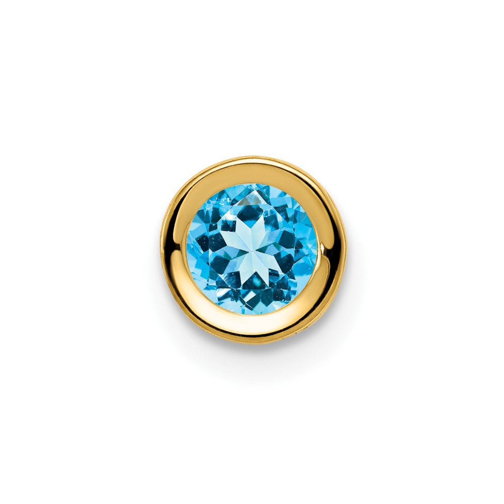 14k yellow gold 5mm blue topaz bezel pendant xp320bt