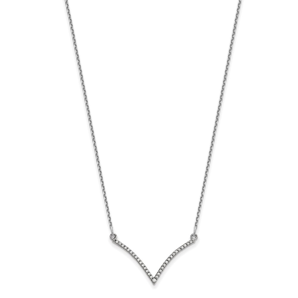 14k white gold real diamond v necklace xp5028wa