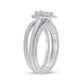 14k White Gold Diamond Heart 3-Piece Bridal Wedding Ring Set 1/2 Cttw