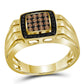 10k Yellow Gold Round Brown Diamond Square Ring 1/2 Cttw