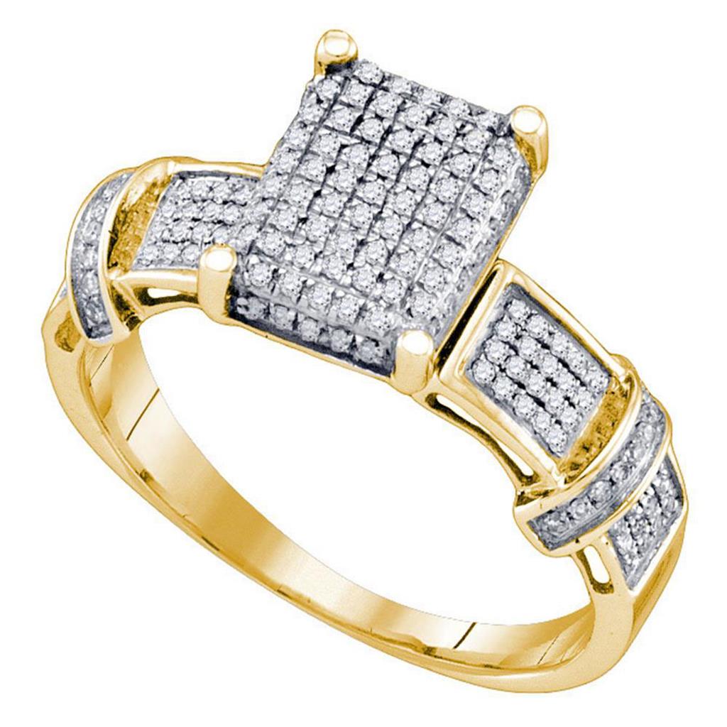 Yellow tone Sterling Silver Round Diamond Rectangle Cluster Ring 1 3 Cttw