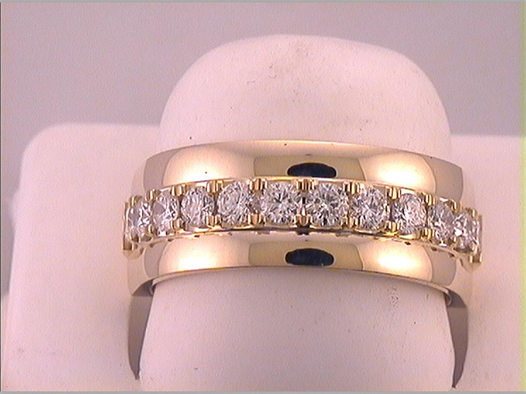 14k Yellow Gold Machine Set Round Diamond Wedding Band Ring 1 Cttw