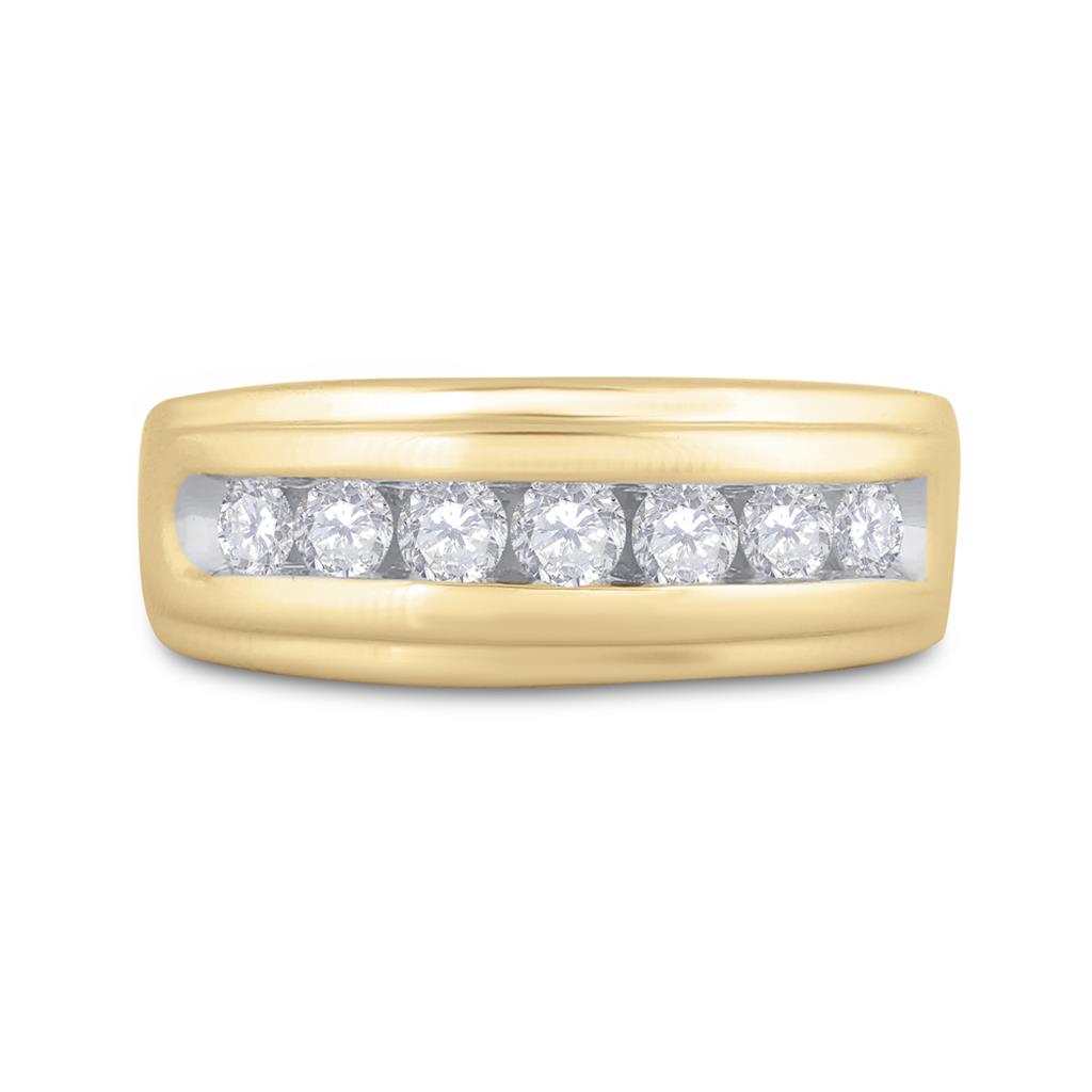 10k Yellow Gold Round Diamond Wedding Channel-Set Band Ring 7/8 Cttw