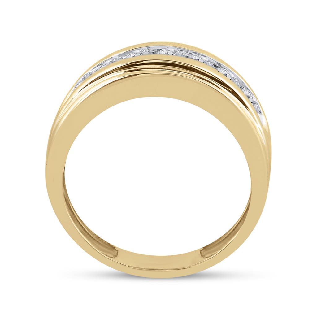 10k Yellow Gold Round Diamond Wedding Channel-Set Band Ring 7/8 Cttw