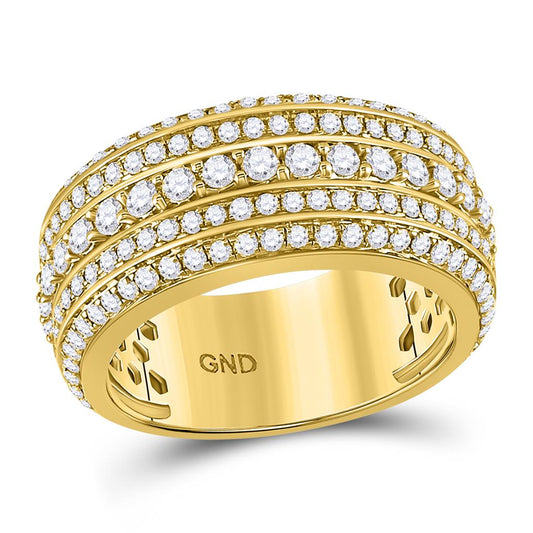 10k Yellow Gold Round Diamond Statement Band Ring 2-1/2 Cttw