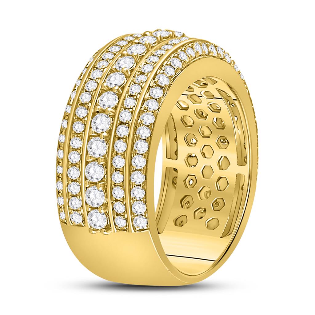 10k Yellow Gold Round Diamond Statement Band Ring 2-1/2 Cttw