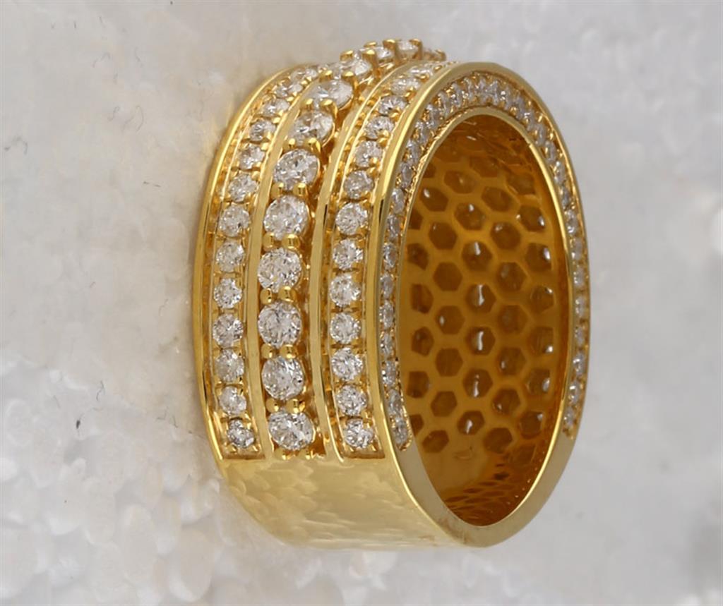 10k Yellow Gold Round Diamond Statement Band Ring 3 Cttw