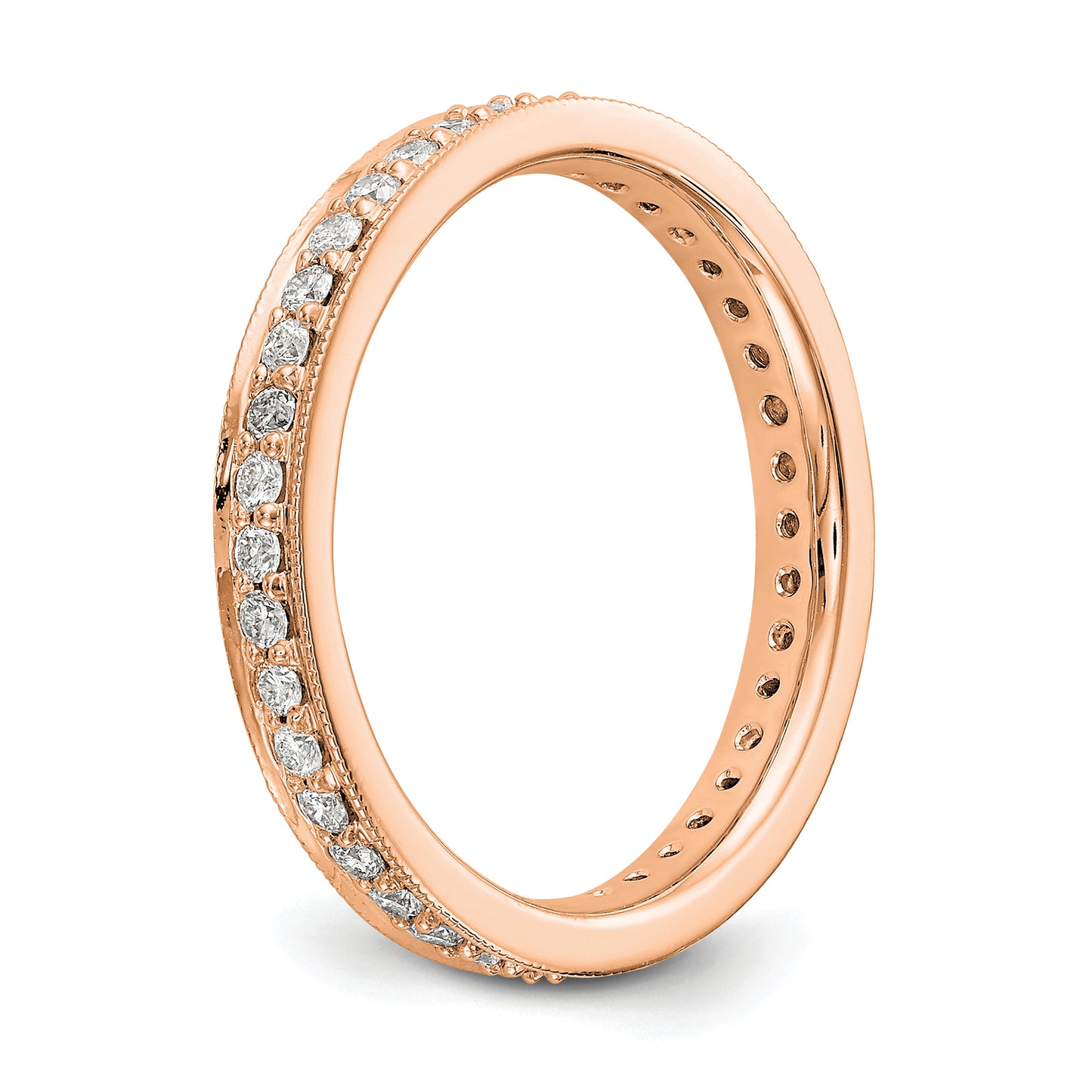 1/2 CT Natural Diamond Antique Vintage Style Diamond Eternity Band in 14k Rose Gold