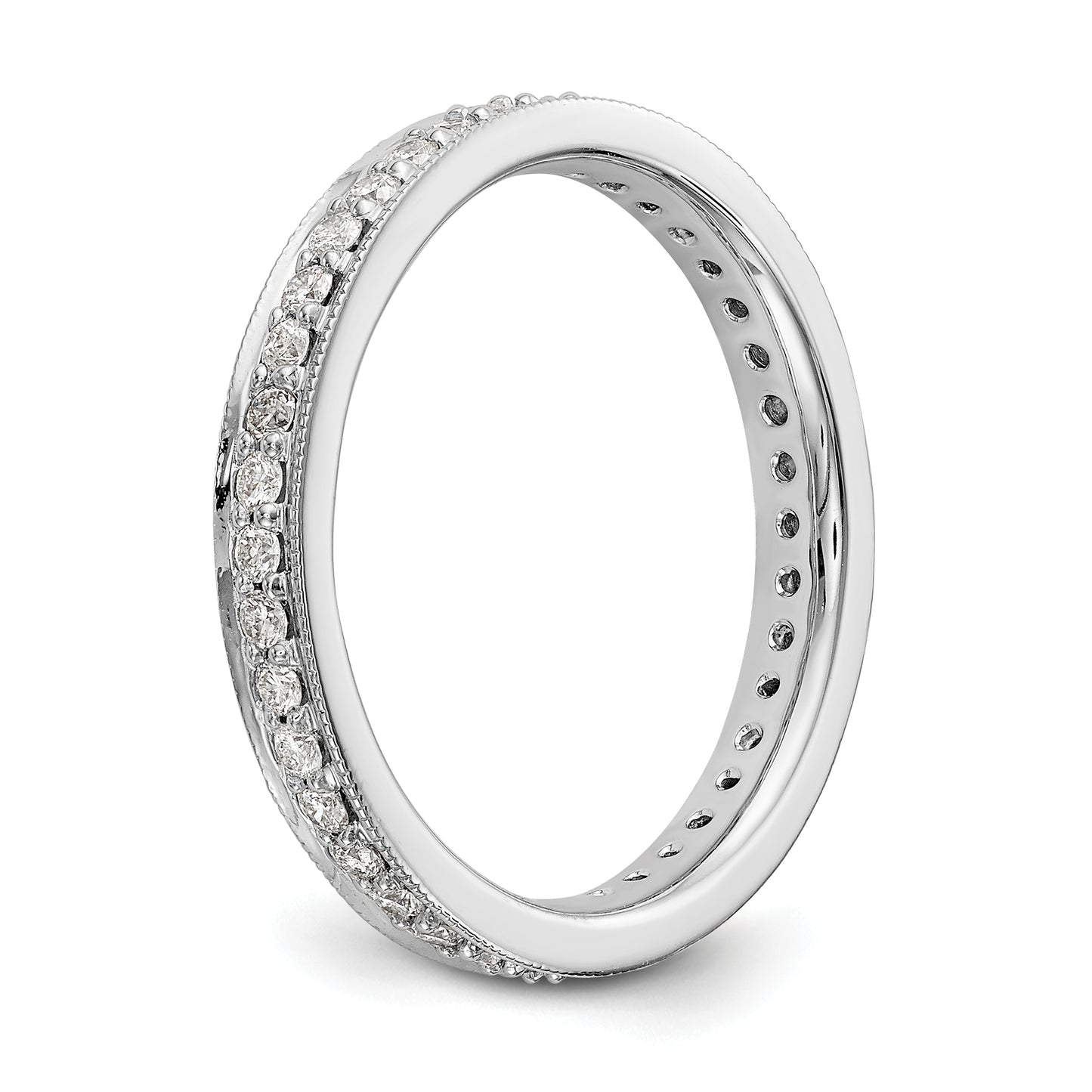 1/2 CT Natural Diamond Antique Vintage Style Diamond Eternity Band in 14k White Gold