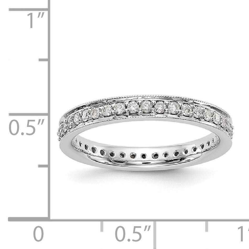 1/2 CT Natural Diamond Antique Vintage Style Diamond Eternity Band in 14k White Gold