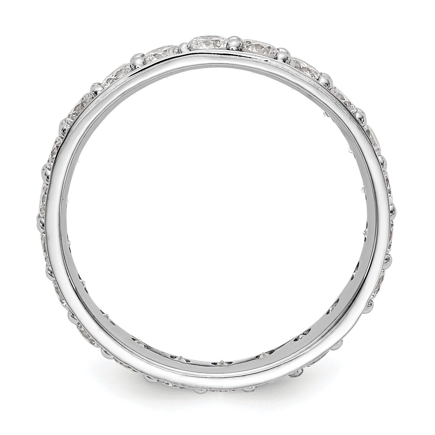14k White Gold Polished Vintage 2ct Diamond Eternity Band