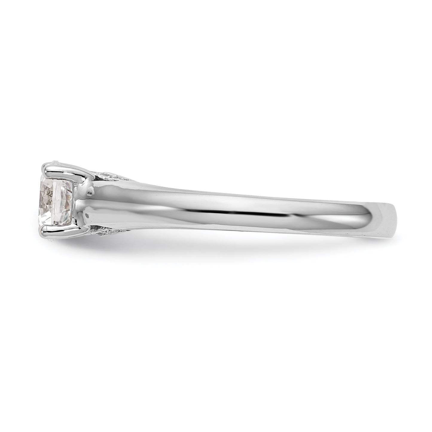 14k White Gold Round Simulated Diamond Engagement Ring