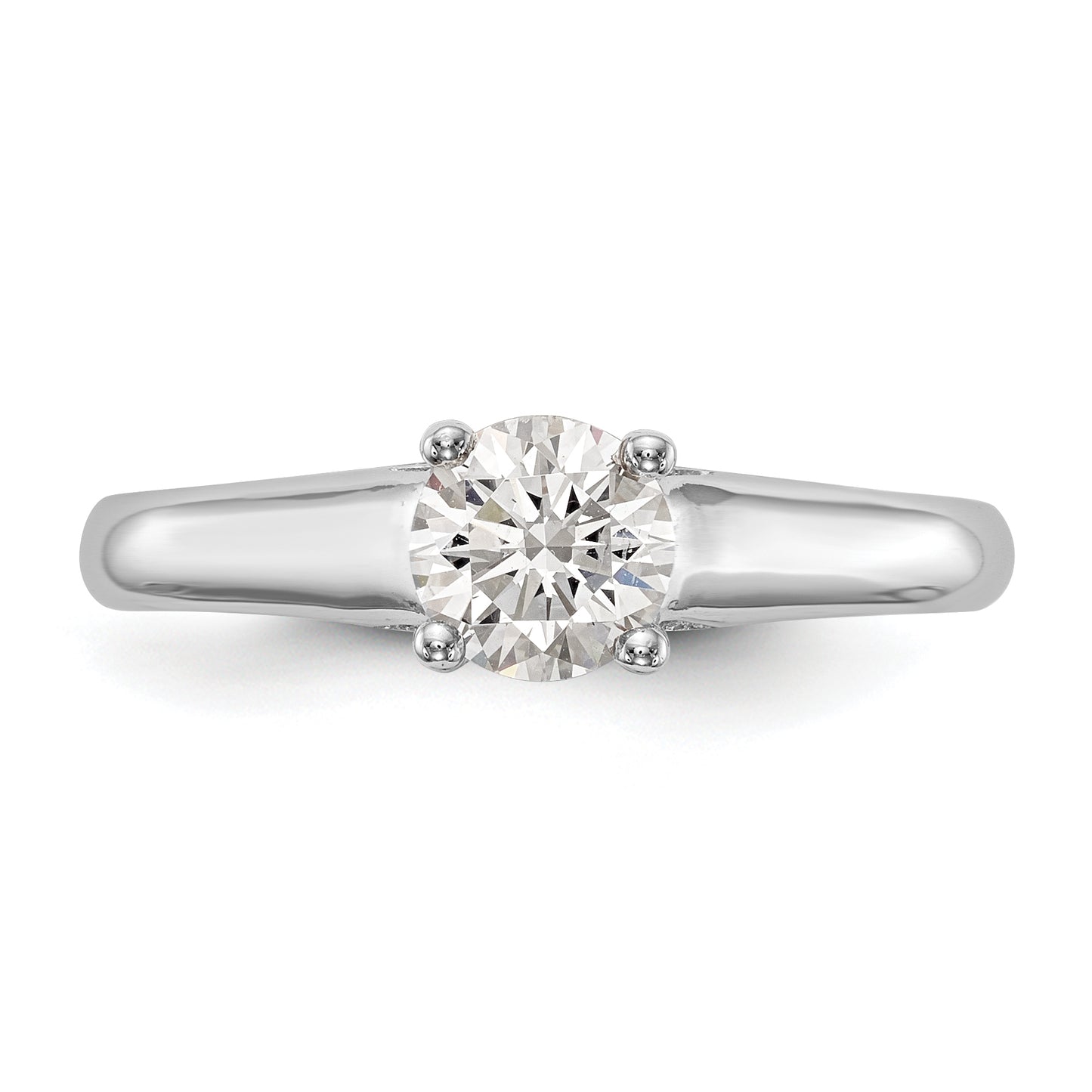14k White Gold Round Simulated Diamond Engagement Ring