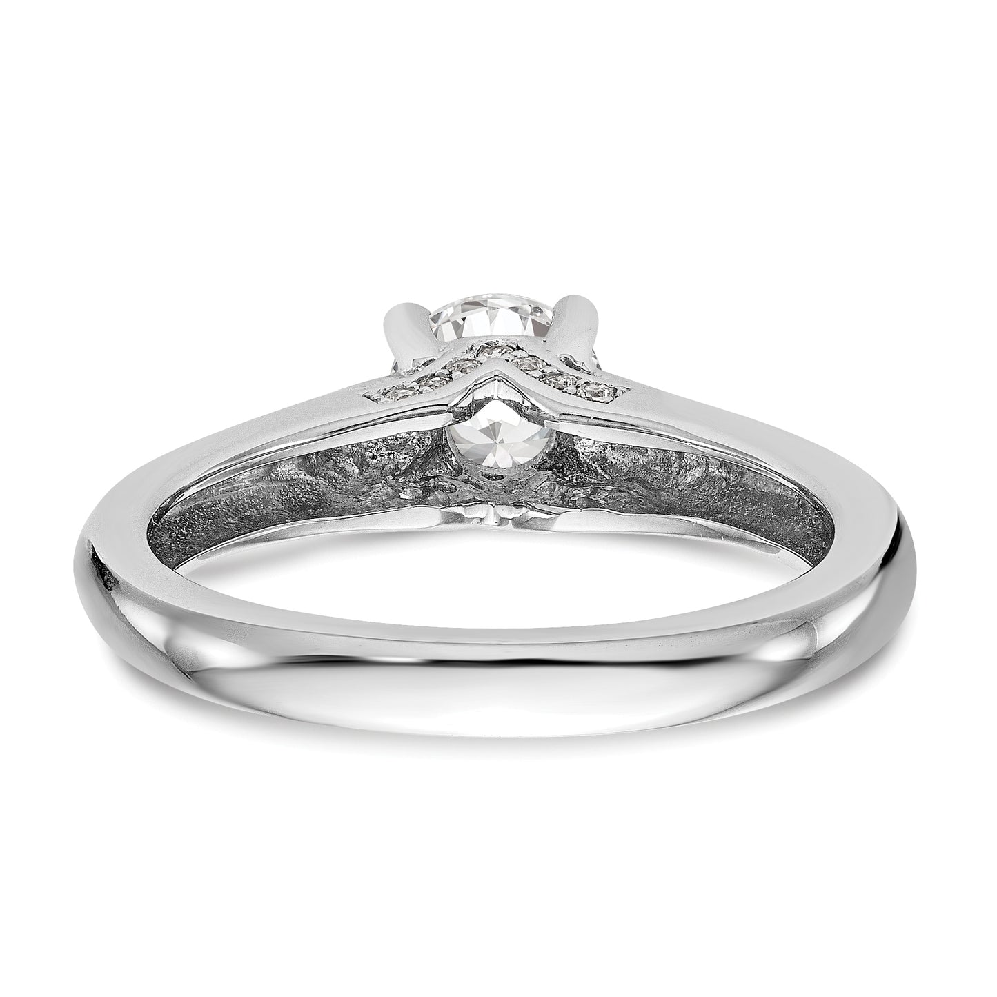 14k White Gold Round Simulated Diamond Engagement Ring