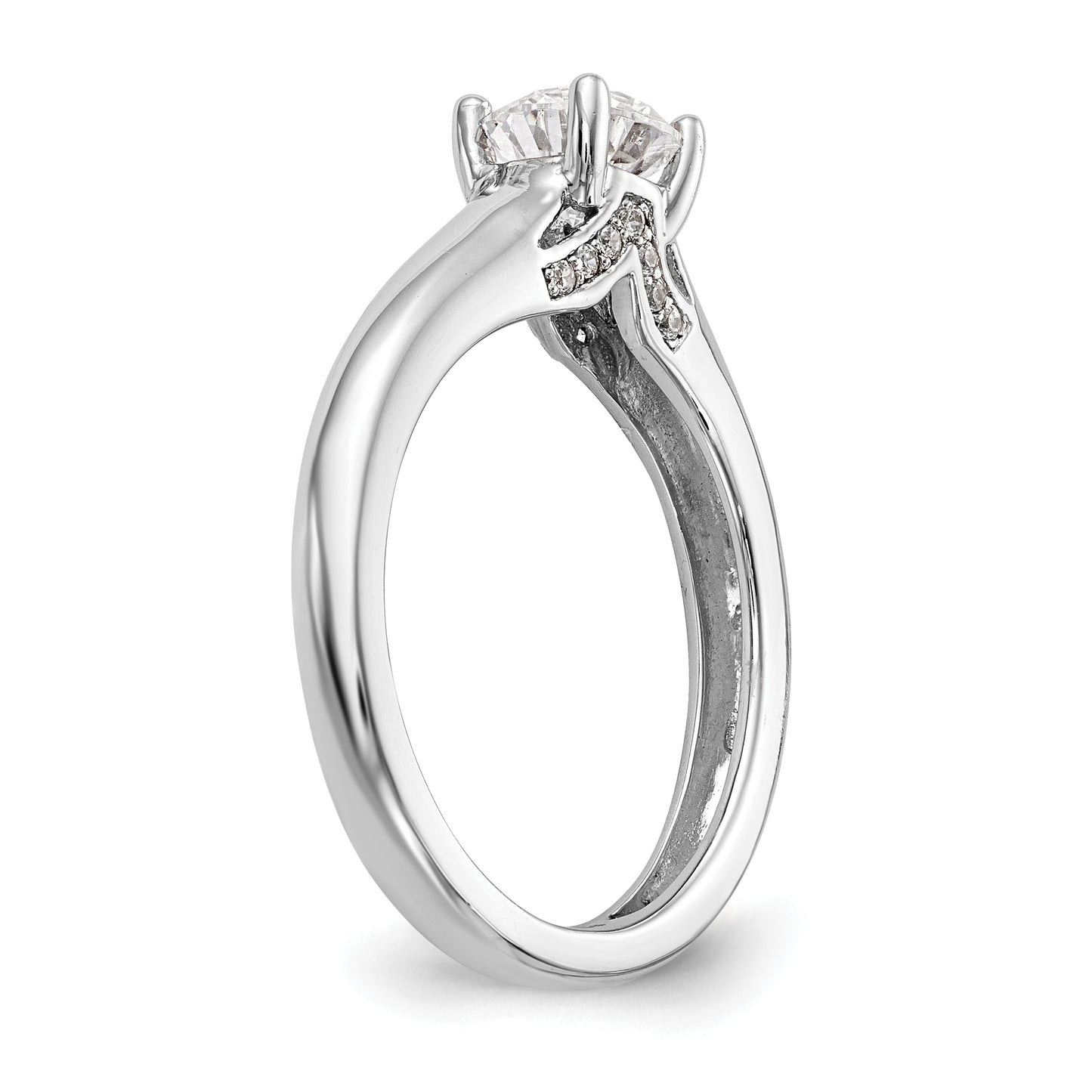 14k White Gold Round Simulated Diamond Engagement Ring