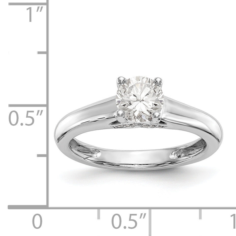 14k White Gold Round Simulated Diamond Engagement Ring
