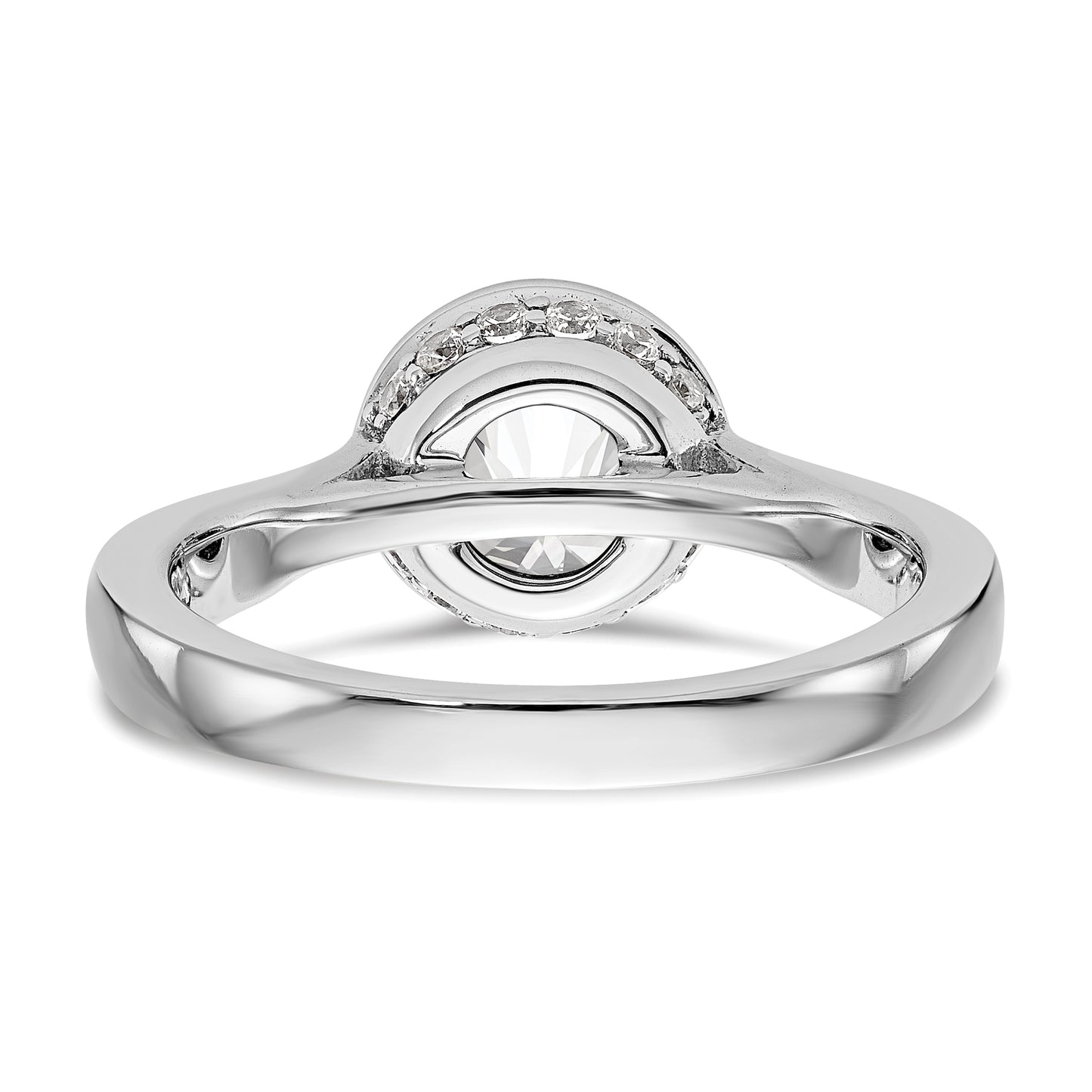 14k White Gold Round Bezel Set Simulated Diamond Engagement Ring