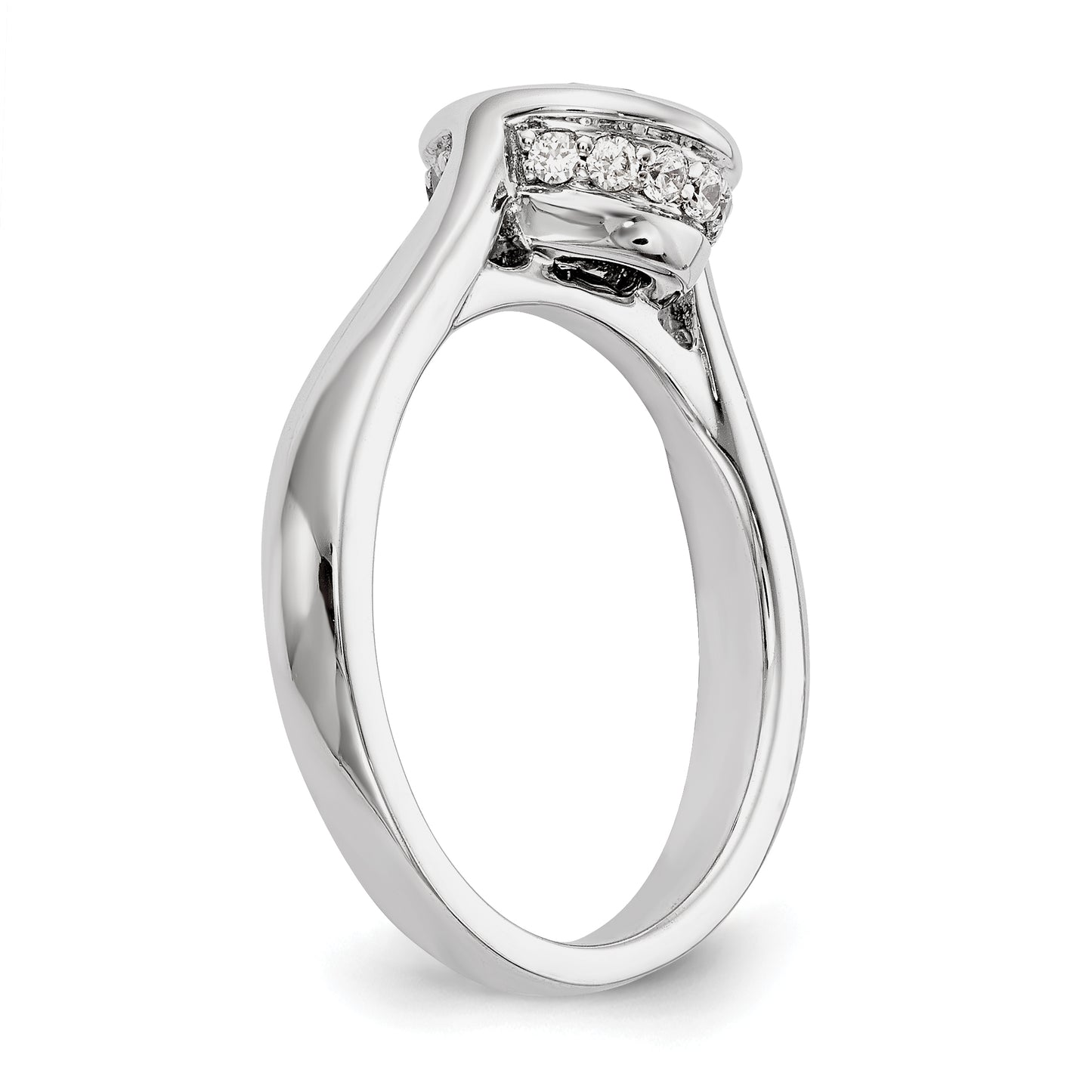 14k White Gold Round Bezel Set Simulated Diamond Engagement Ring
