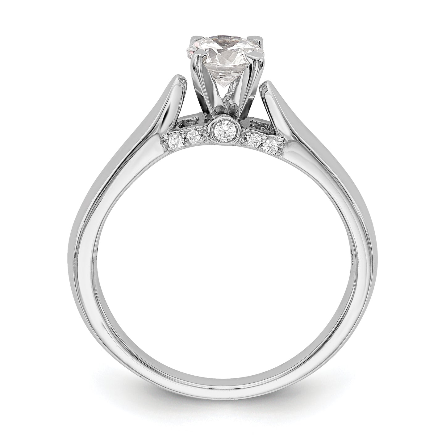 14K White Gold Peg Set Simulated Diamond Engagement Ring