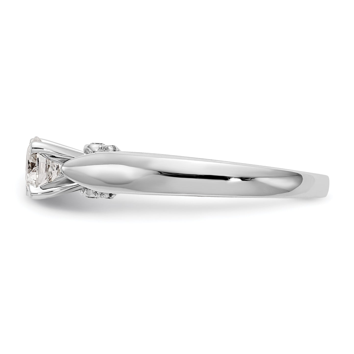 14K White Gold Peg Set Simulated Diamond Engagement Ring