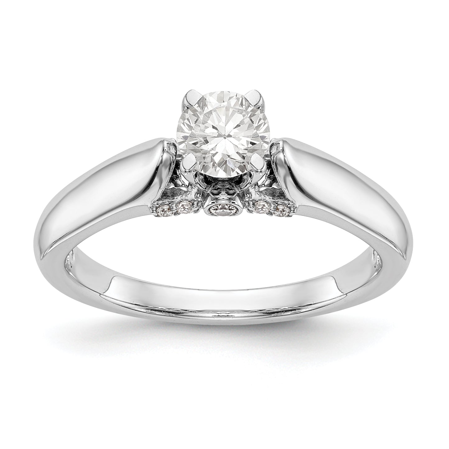 14K White Gold Peg Set Simulated Diamond Engagement Ring
