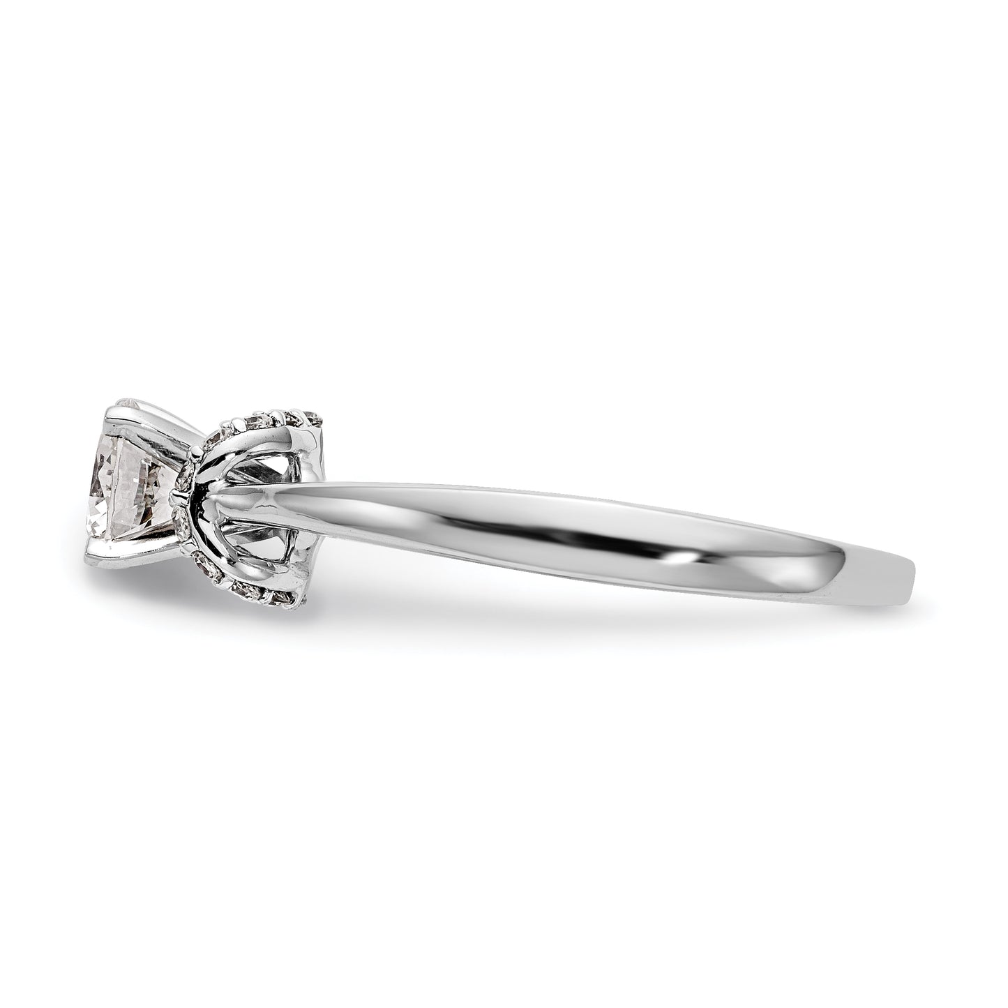 14K White Gold Peg Set Simulated Diamond Engagement Ring