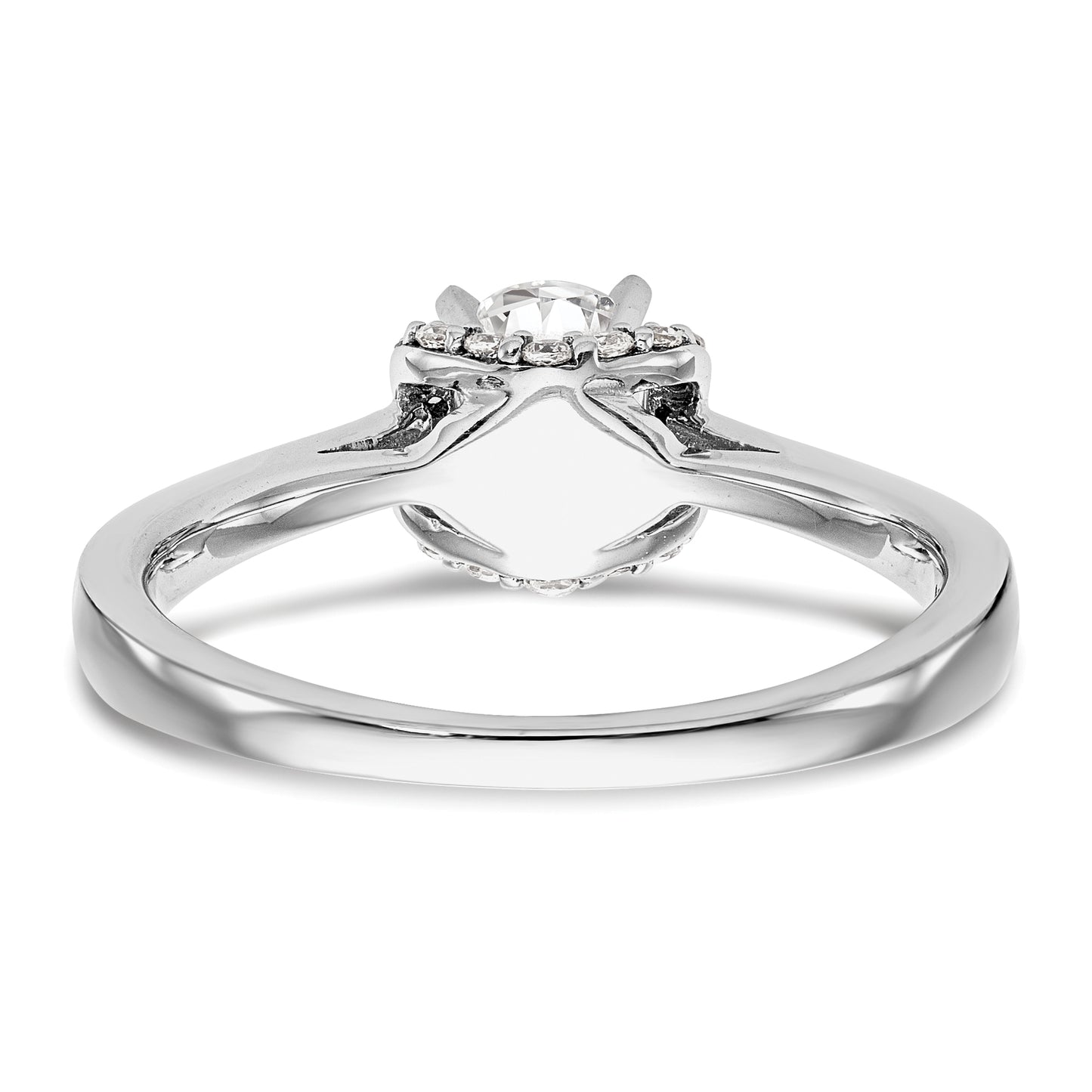 14K White Gold Peg Set Simulated Diamond Engagement Ring