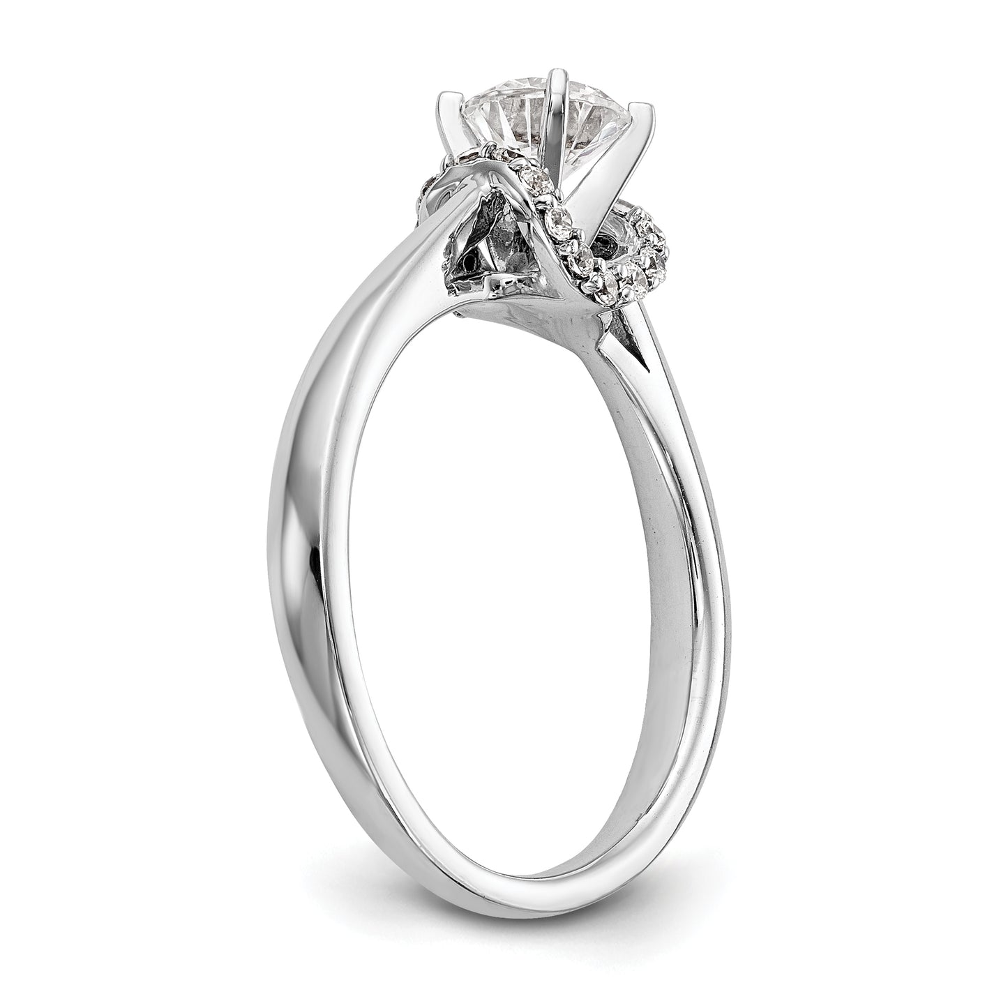 14K White Gold Peg Set Simulated Diamond Engagement Ring