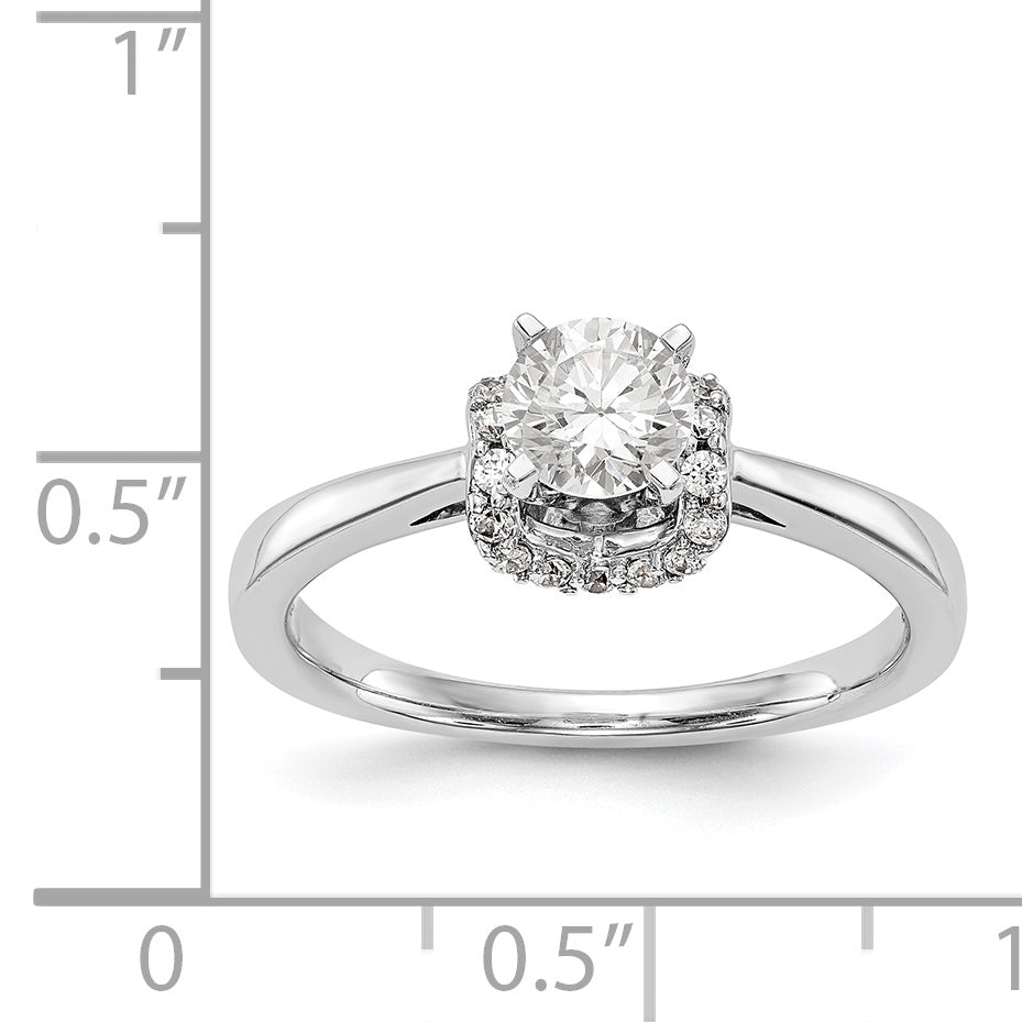 14K White Gold Peg Set Simulated Diamond Engagement Ring