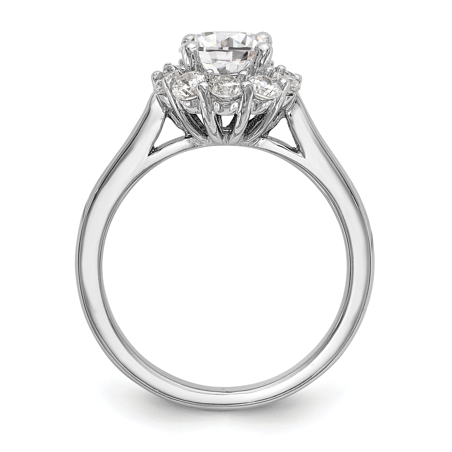 14k White Gold Round Halo Simulated Diamond Engagement Ring