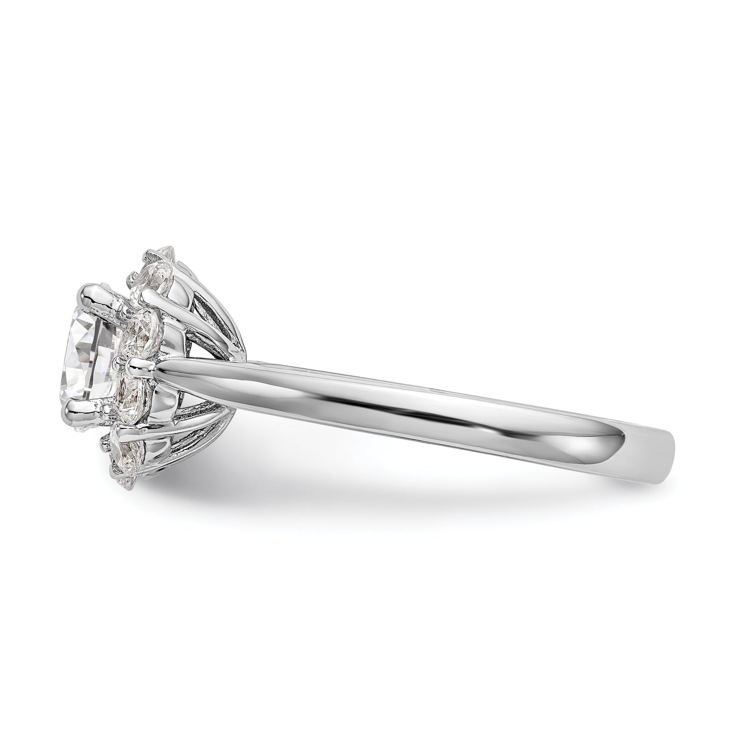 14k White Gold Round Halo Simulated Diamond Engagement Ring