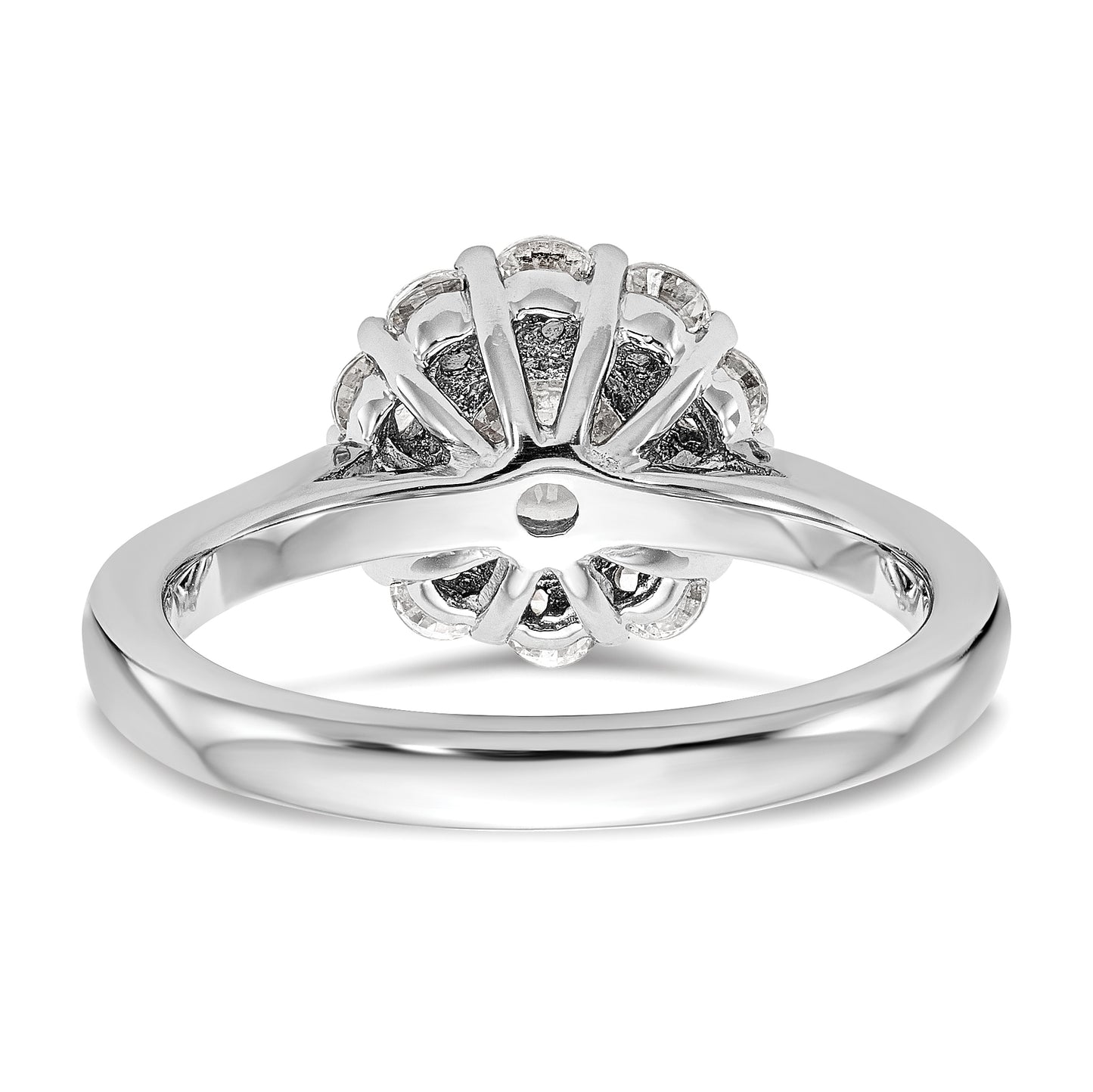 14k White Gold Round Halo Simulated Diamond Engagement Ring