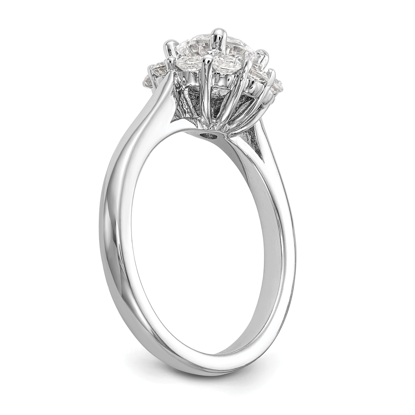 14k White Gold Round Halo Simulated Diamond Engagement Ring