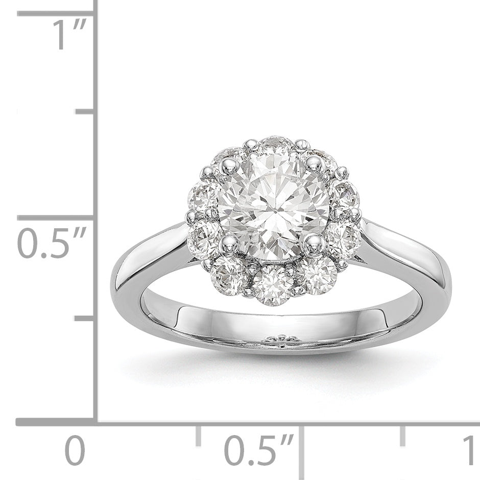 14k White Gold Round Halo Simulated Diamond Engagement Ring