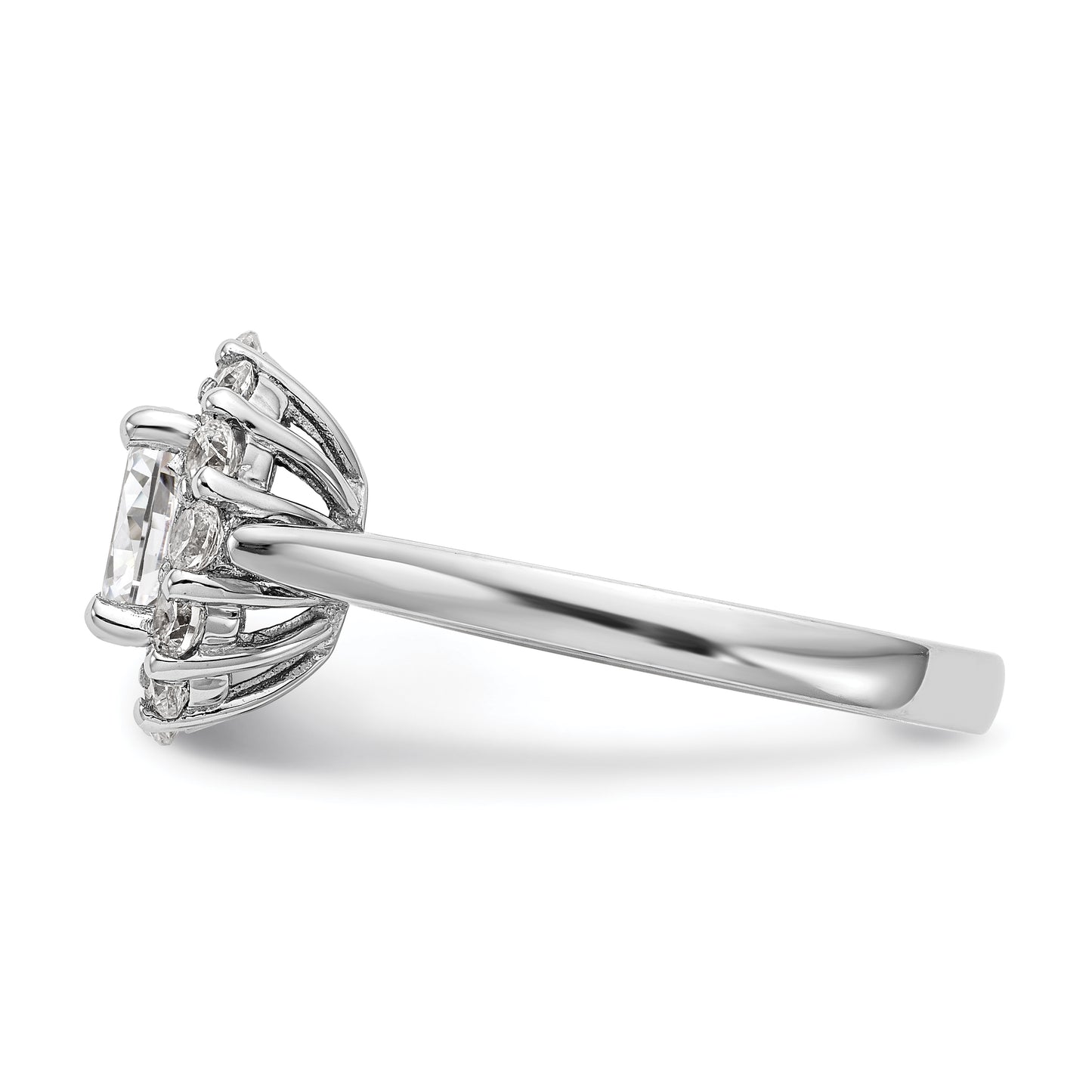 14k White Gold Oval Halo Engagement Simulated Diamond Ring