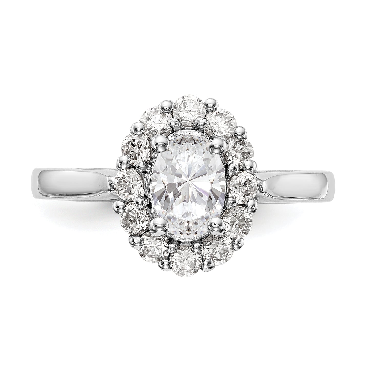 14k White Gold Oval Halo Engagement Simulated Diamond Ring