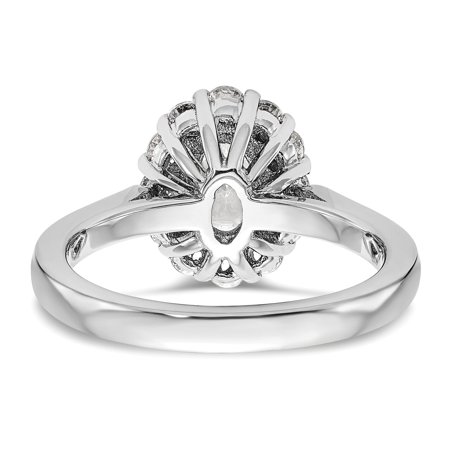 14k White Gold Oval Halo Engagement Simulated Diamond Ring