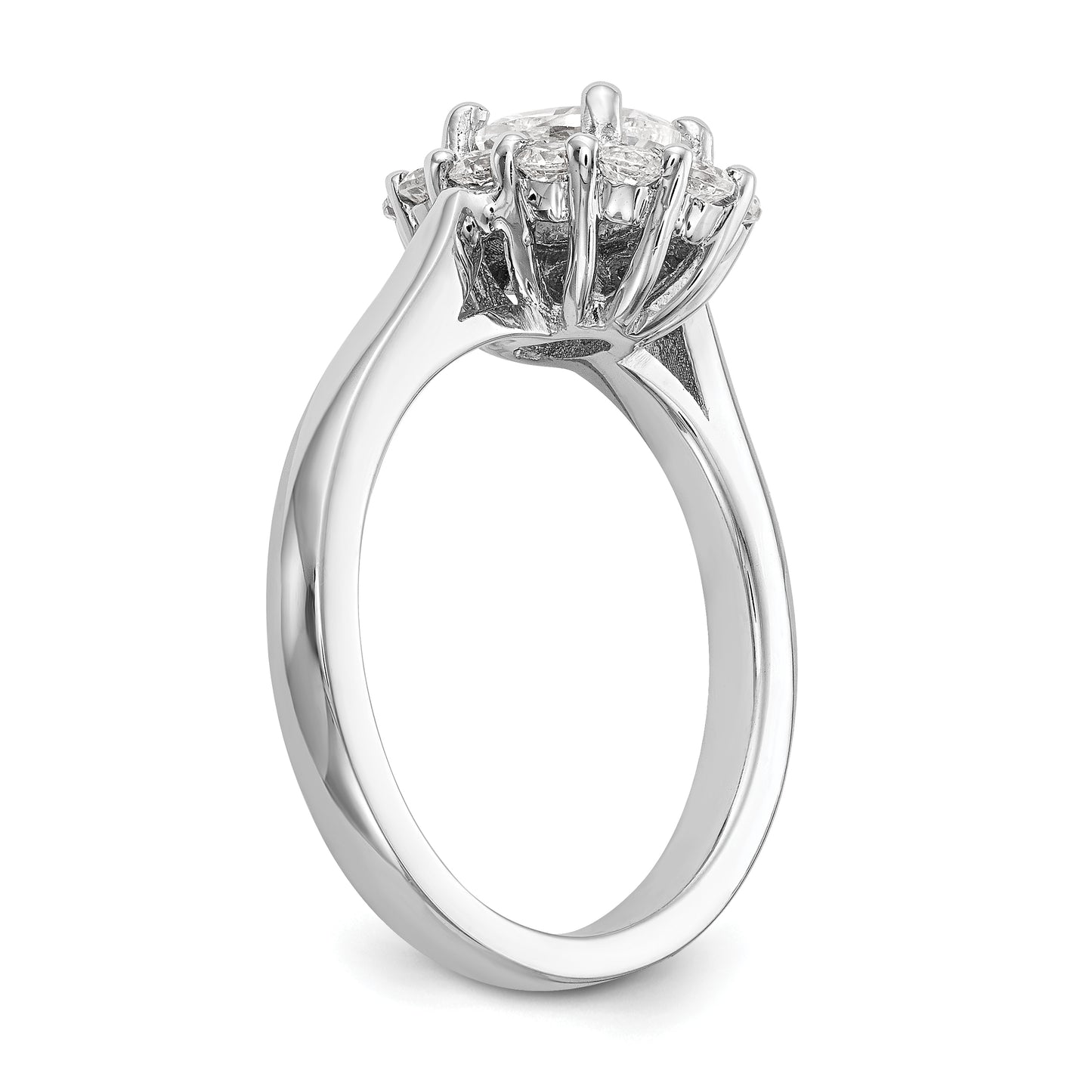 14k White Gold Oval Halo Engagement Simulated Diamond Ring